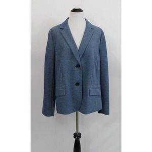 TALBOTS Sz 20W Blue Gray Tiny Print Cotton Blend Blazer Jacket 159.00